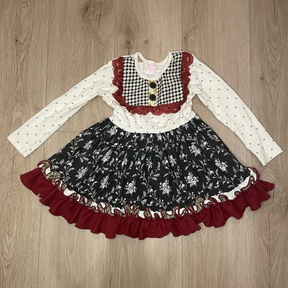 Giggle Moon toddler dress. Red, Black, and White - Picture 4 of 6